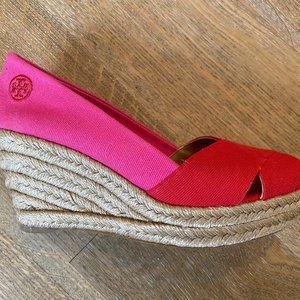 Tory Burch Open-Toe Canvas Espadrilles - NEW